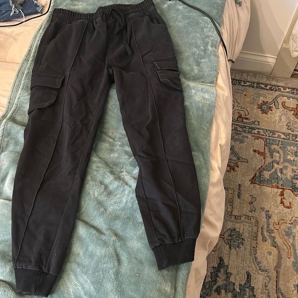 Black cargo joggers